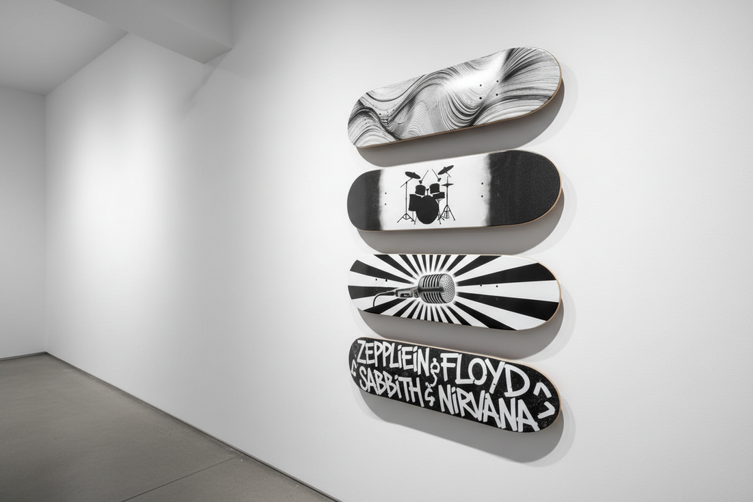 Music-Inspired Skateboard Wall Art: Band & Artist Designs