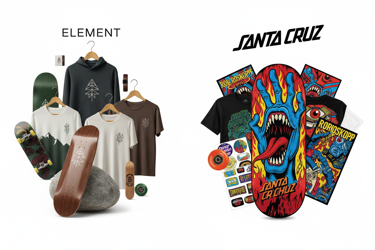 Element vs Santa Cruz Skateboard Art: Brand Comparison