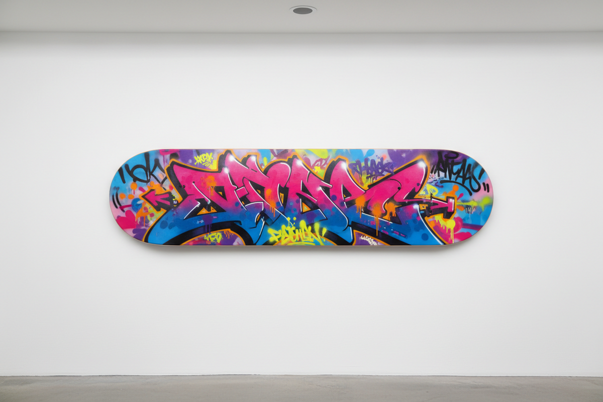 Graffiti-Style Skateboard Wall Art