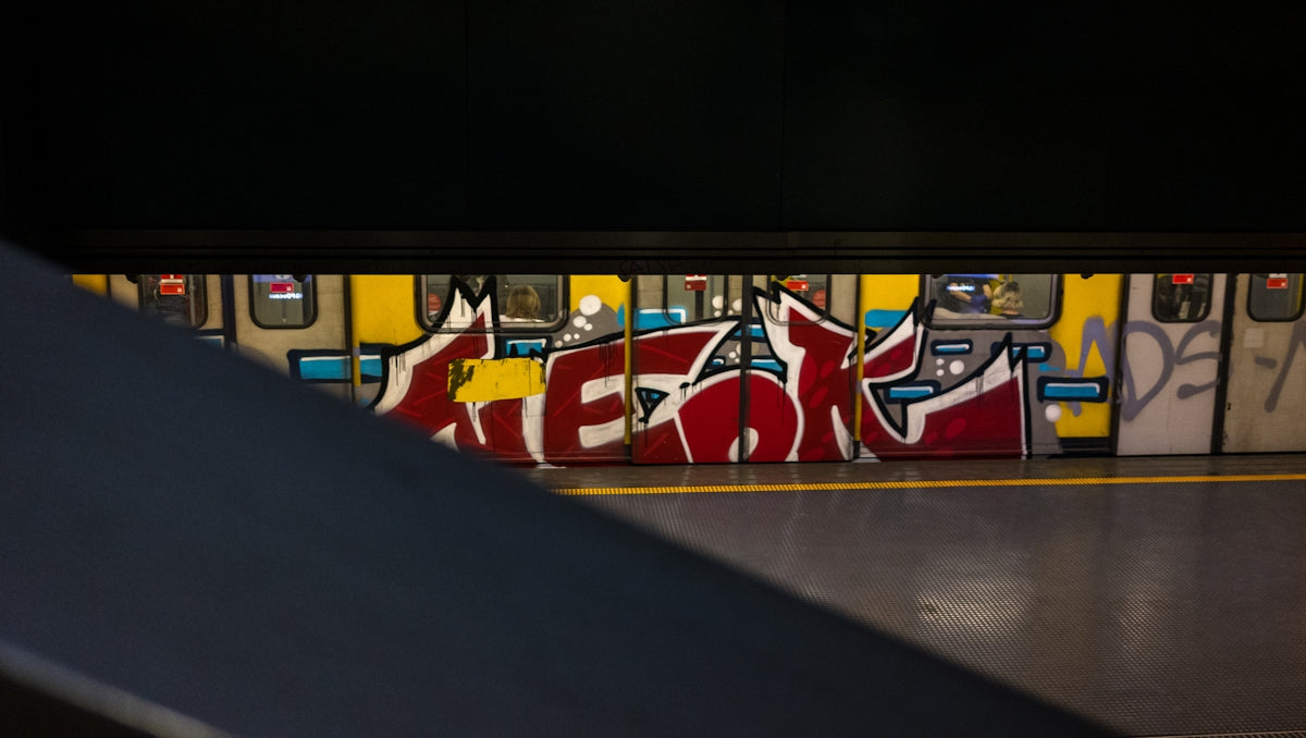 red yellow and blue graffiti