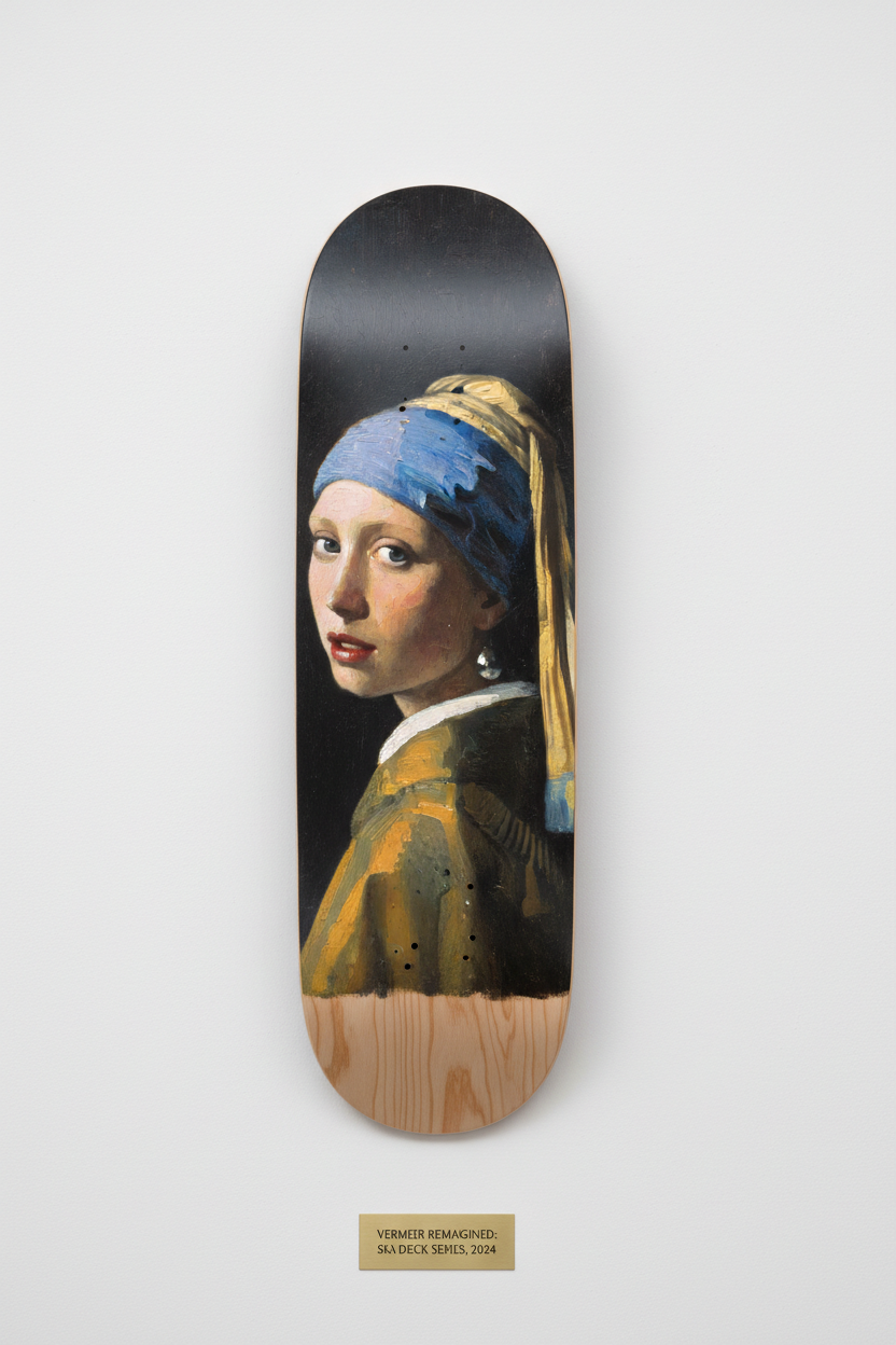 Vermeer's Girl with a Pearl skateboard art