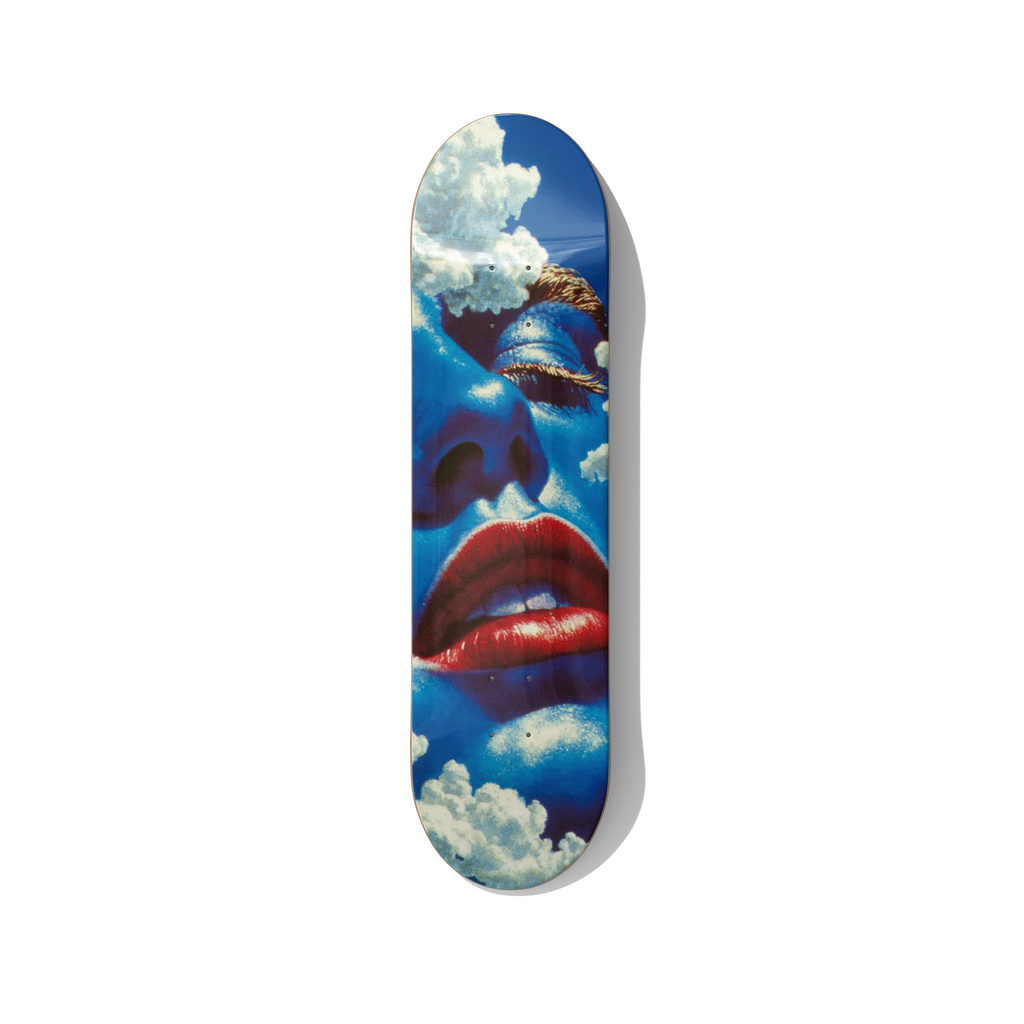 Skateboard Wall Art – Surreal Cloud Face Deck – Dreamlike Sky Wall Decor - deckarts.com