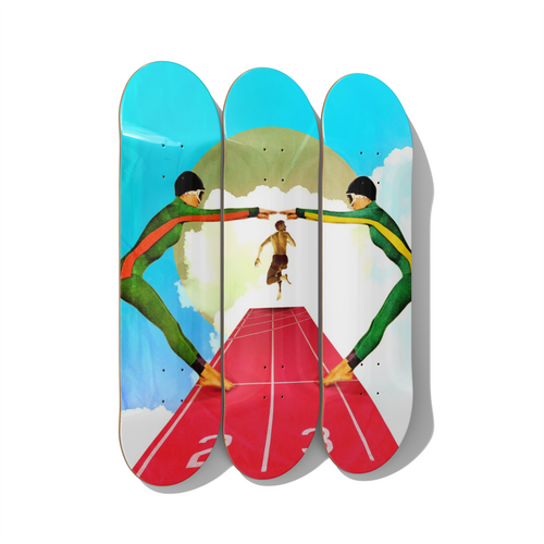 Facing the Future by I AM SLIP skateboard wall art on premium Canadian maple deck