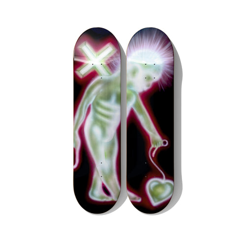 Loving the Loveless by Charlotte Hennion skateboard deck diptych wall art on Canadian maple