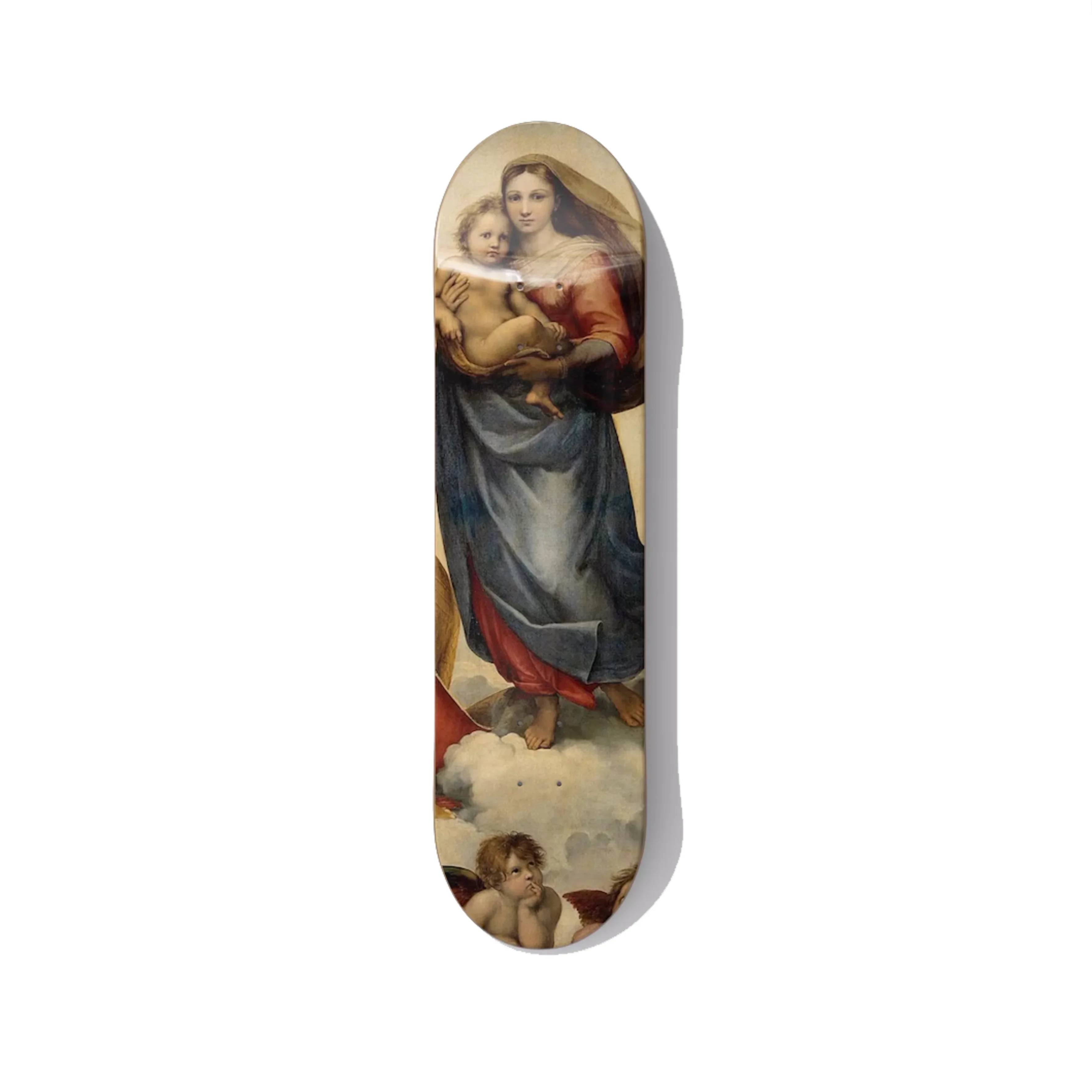 Raphael Sistine Madonna Skateboard Wall Art - Premium Canadian Maple Deck.
