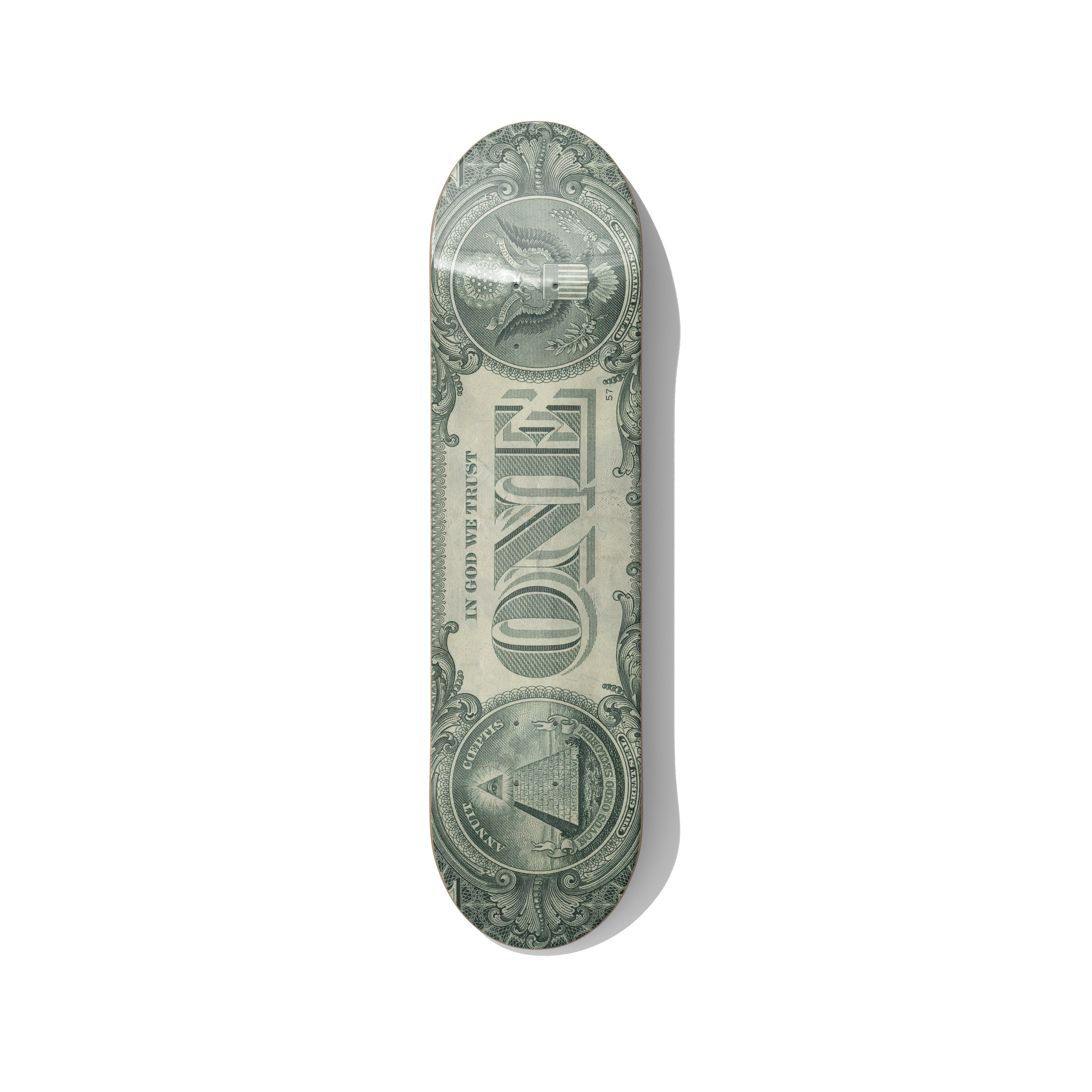 One Dollar Bill – Money Art Skateboard Wall Decor – Premium Canadian Maple Deck - deckarts.com