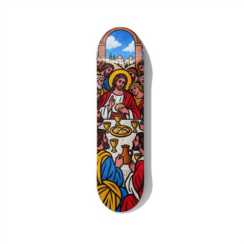 The Last Supper biblical series skateboard wall art on premium Canadian maple deck