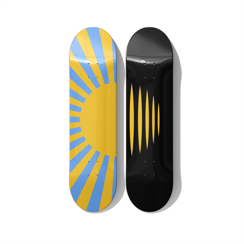 Donetsk region inspired Ukrainian minimal skateboard wall art deck set on Canadian maple