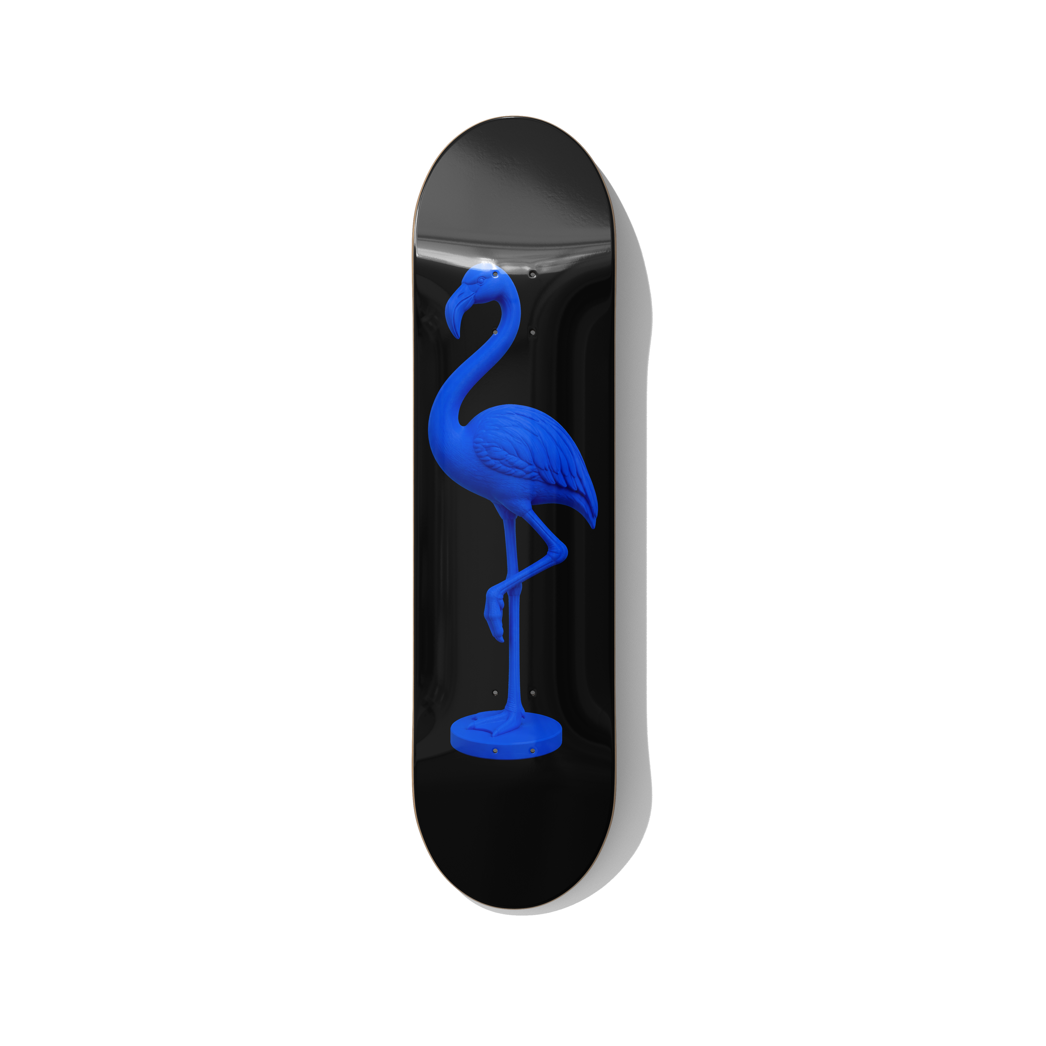 Blueprint flamingo blue skateboard wall art on premium Canadian maple deck