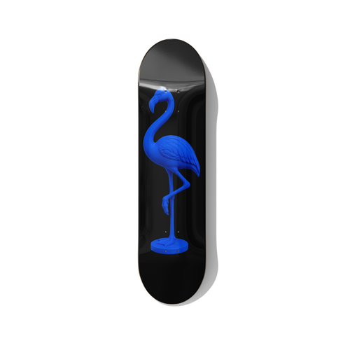 Blueprint flamingo blue skateboard wall art on premium Canadian maple deck