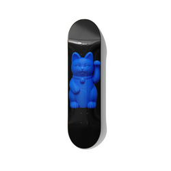 Blueprint lucky cat maneki neko blue skateboard wall art on premium Canadian maple deck